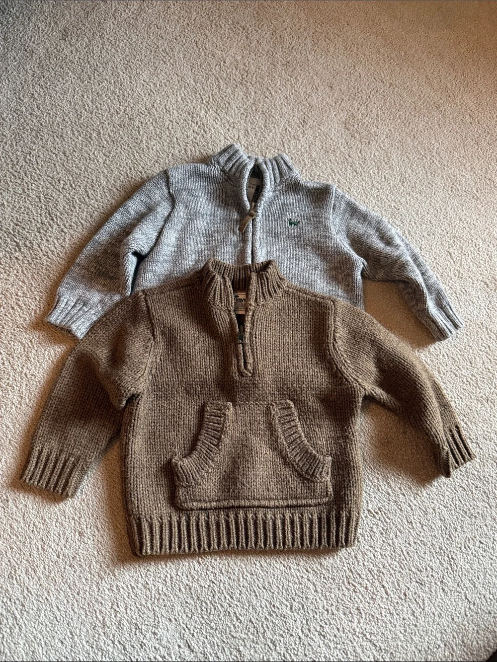 Old Navy Vintage Wool Blend Sweater And Carters Cotton Full Zip Sz 12-18 Months